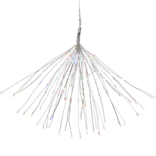 20" LED Lighted Firework Silver Branch Christmas Decoration